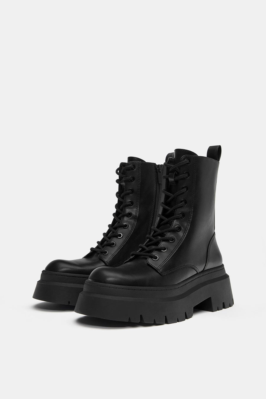 Chunky sole lace-up ankle boots